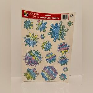 Vintage Static Cling Window Color Cling iridescent snow flakes 2001